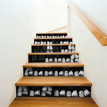 

Shoe Cabinet Creative Stair Sticker Shoes Shop Indoor Renovation Decoration Decal Living Room Self Adhesive Waterproof Wallpaper