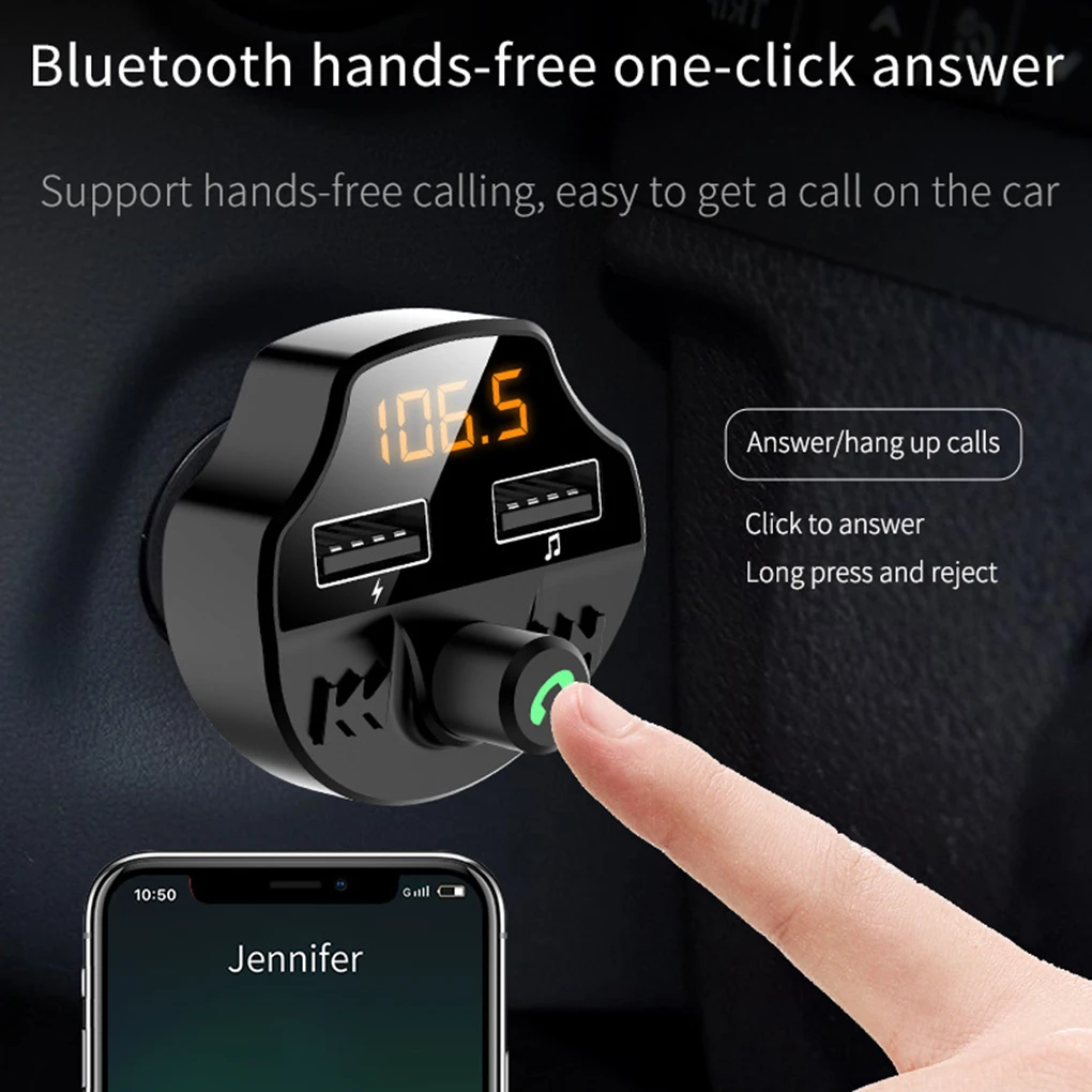 Автомобильный комплект громкой связи Bluetooth 5,0 беспроводной fm-передатчик напряжение батареи ЖК-дисплей авто MP3 плеер USB зарядное устройство
