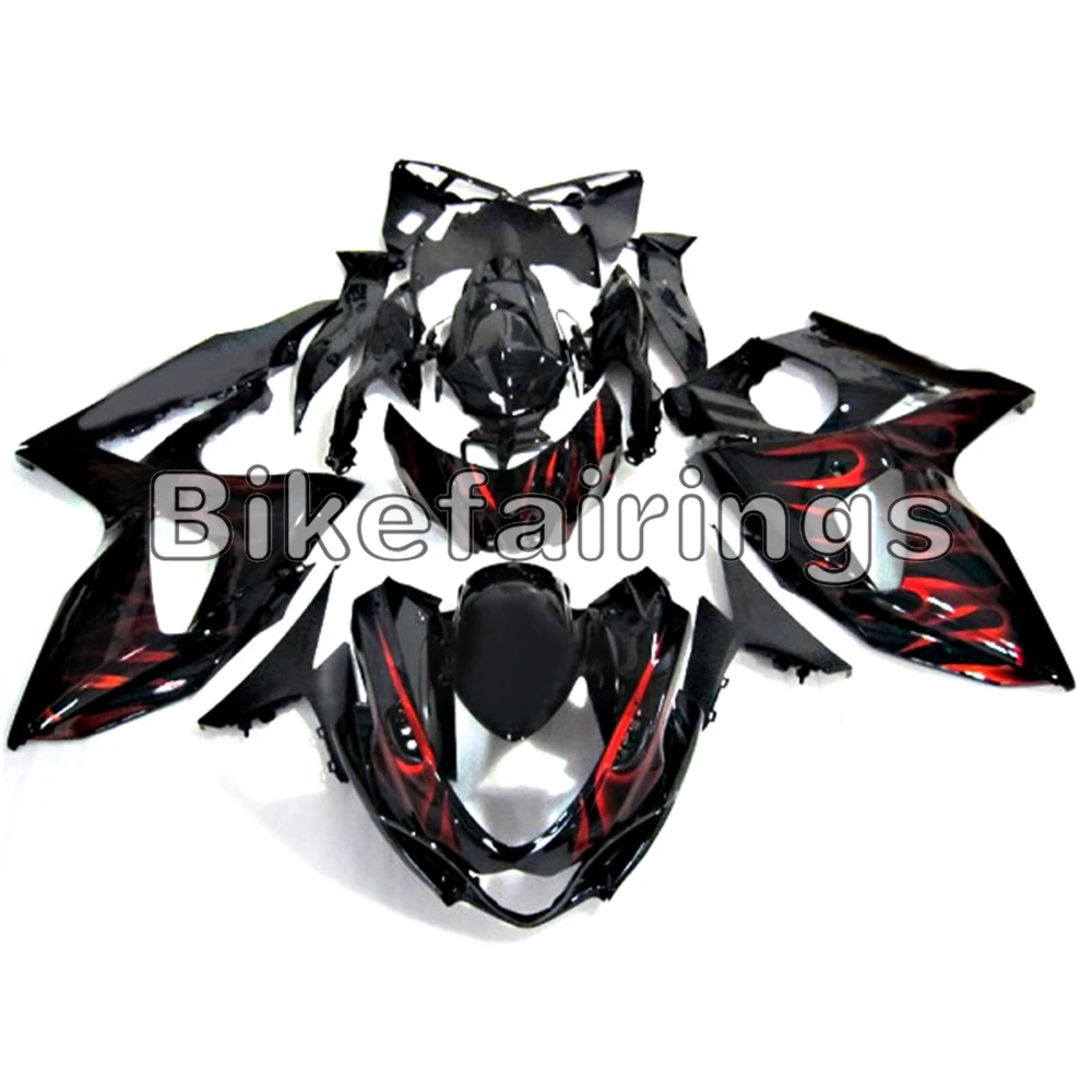 Кузова для кузова с черным и красным пламенем Suzuki GSXR1000 K9 2009 2010 2011 2012 2013 2014 15 16 ABS