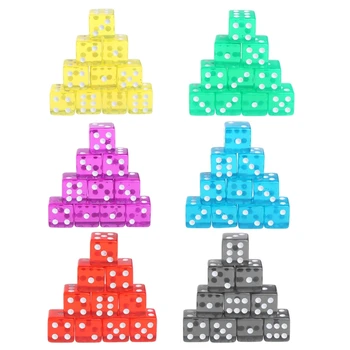 

10pcs Six Sided 15mm Colorful Transparent Cube Round Corner Portable Table Playing Games