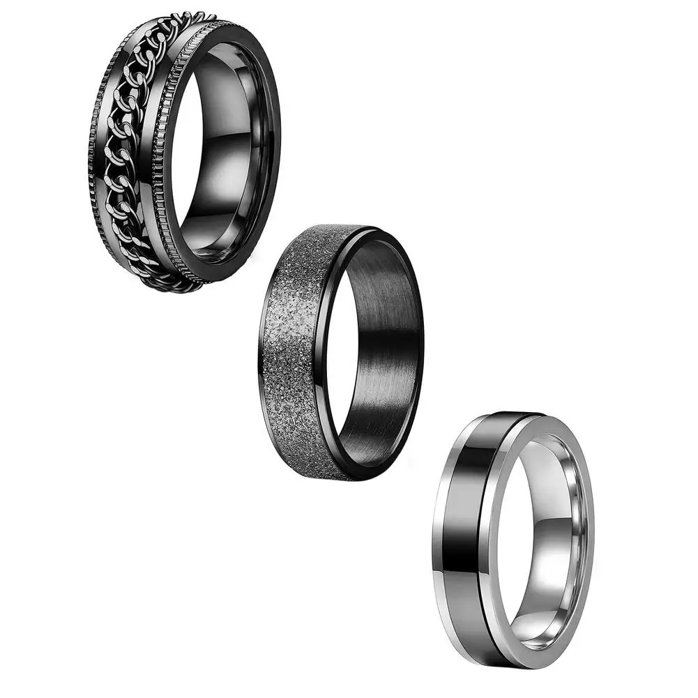 Cool Stainless Steel Rotatable Men Couple Ring High Quality Spinner Chain Rotable Rings Punk Women Man Jewelry for Party Gift 1