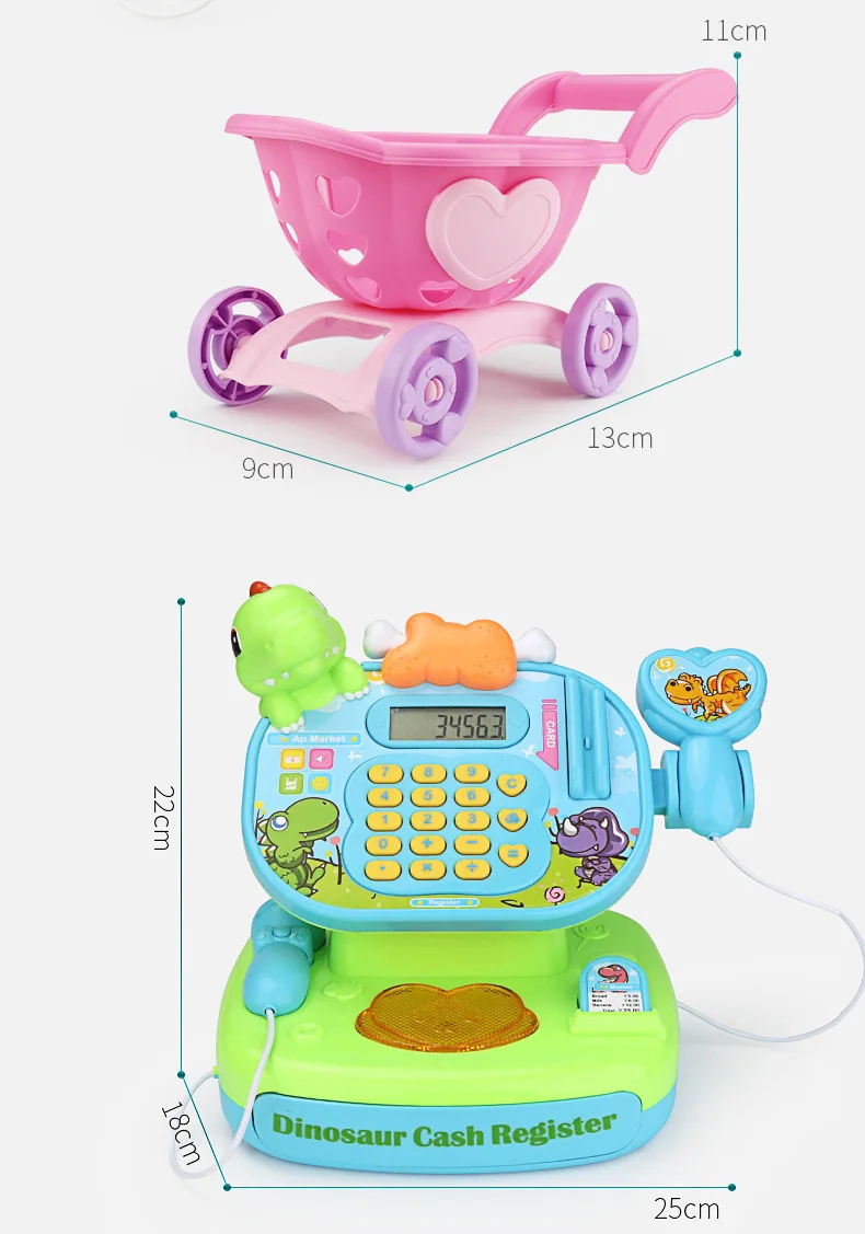 Children Cash Register Toy Model Supermarket Play House Set Shopping Cart Trolley Baby Toy GIRL'S Set