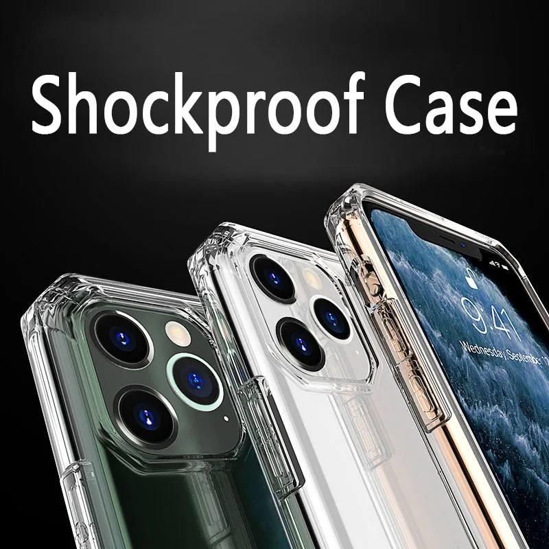 Ударопрочный чехол для iPhone 11Pro Max XR X XS 7 8 Plus + 2 шт. Защитная пленка задней линзы