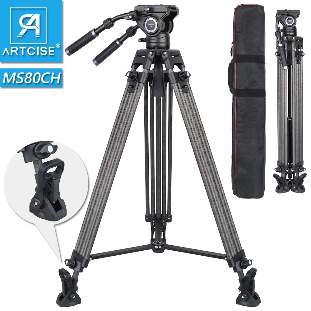 Professional Heavy Duty Video Tripod MS80CH Carbon Fiber Tube Tripod