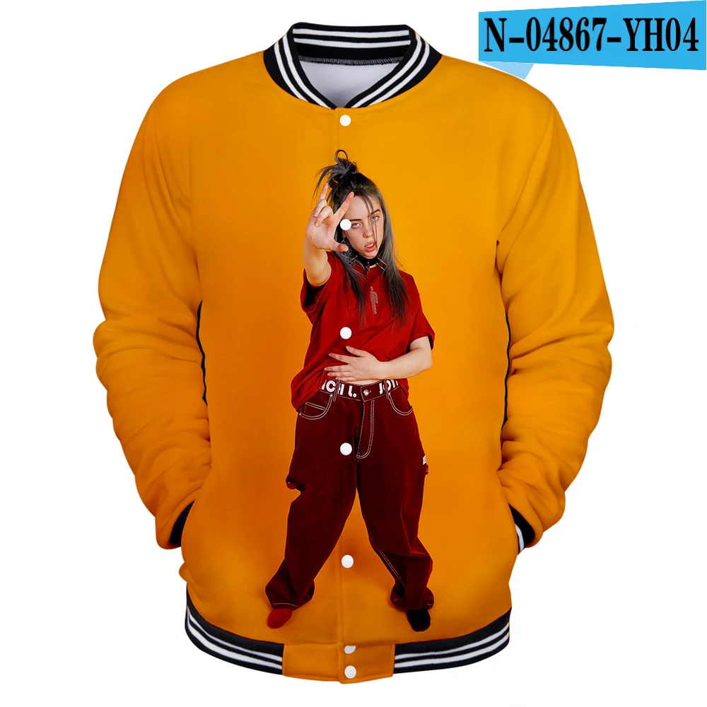 Модная бейсбольная форма для отдыха Billie Eilish3D, удобная куртка для мальчиков и девочек, Новая Черная Толстовка в стиле Харадзюку - Цвет: 3D