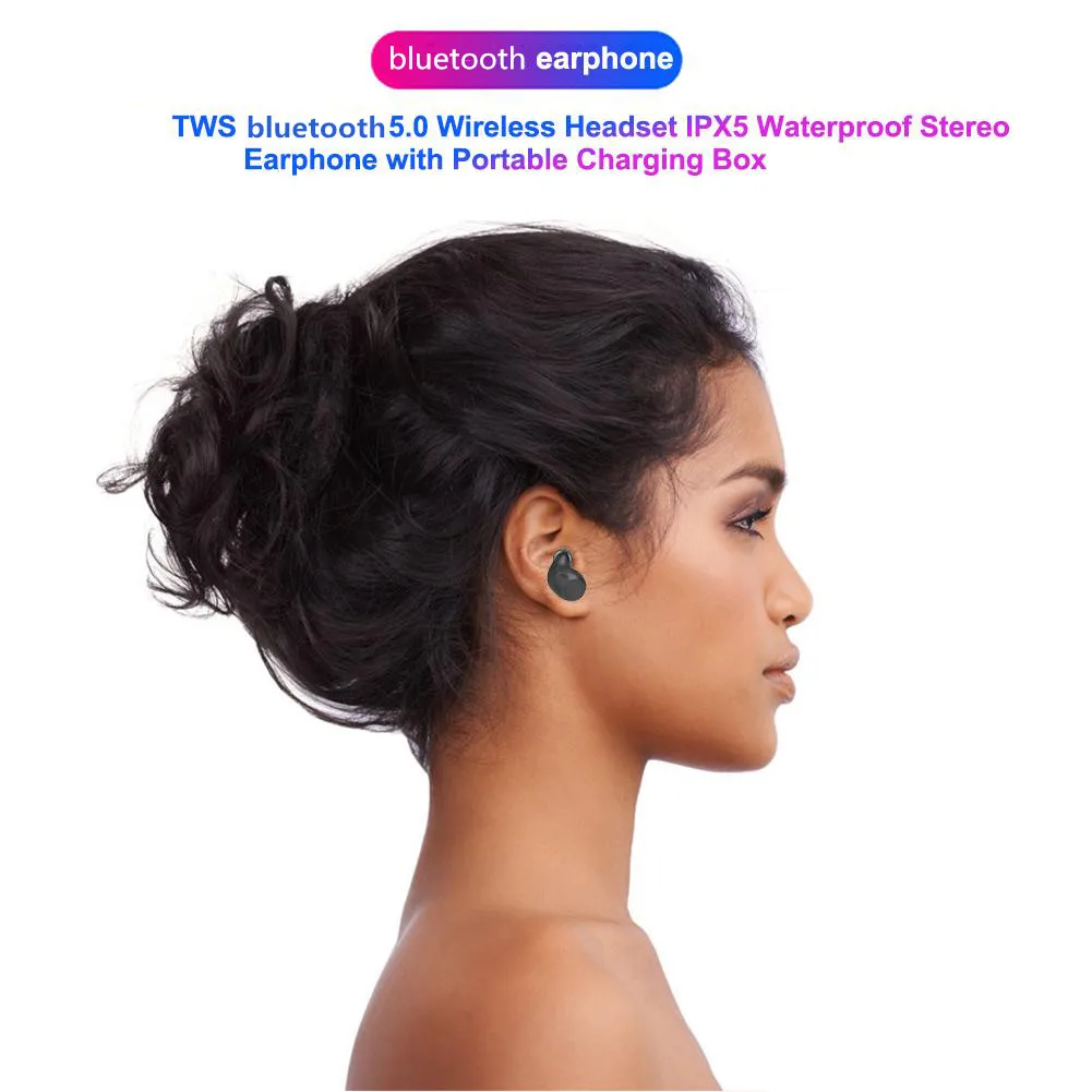 LEORY T1 bluetooth 5,0 TWS наушники IPX7 водонепроницаемые спортивные кнопки управления Hi-Fi стерео Портативная гарнитура с зарядным устройством 400 мАч