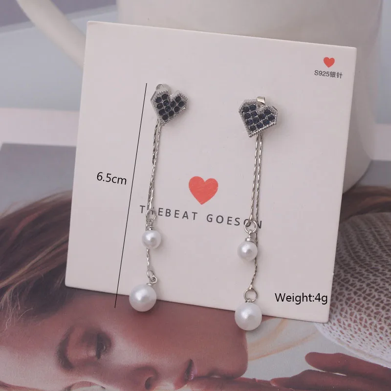 Imitationsperlen-Ohrringe für Frauen Hohle Herzanhänger Koreanische Tropfenohrringe Persönliche Hängeohrringe Boucle Oreille Femme – Detail 22