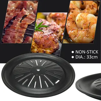 

33cm Korean BBQ Grill Pan Outdoor Barbecue Plate Round Aluminum Plate Picnic Non-stick Pan Camping BBQ Cooking Tools 13 Inch