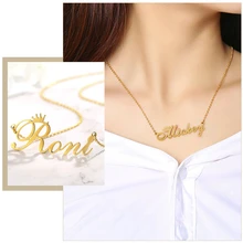 Personalize Crown Name Chokers for Women Solid Stainless Steel Necklaces Letter Initial Pendant Gold-color Custom Gift Jewelry