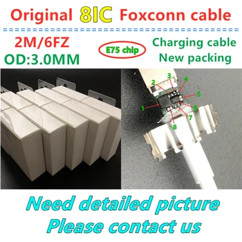 

100pcs/lot Genuine Original 2M/6FZ 8ic E75 Chip Sync Data USB charger Cable for Foxconn XS X i7 8 6 plus 5s With green label