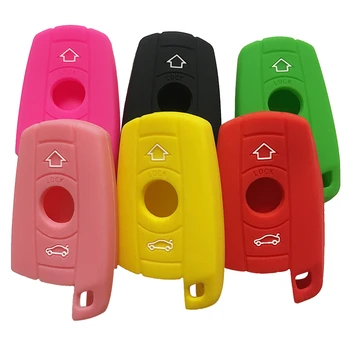 

Silica Gel Car Key Cover Case For BMW E90 E60 E91 E92 1 3 5 6 Series X1 X5 Silicone Key Cover Cap Case For Keychain Alarm Holder