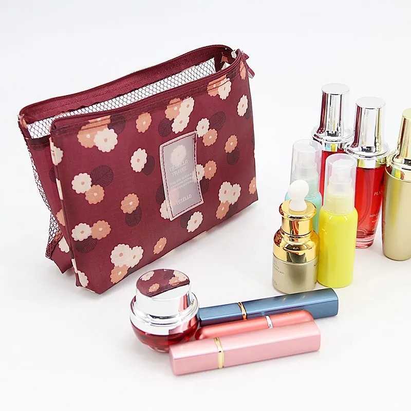 

Nylon Women Travel Cosmetic Storage Bag For Make up Carry Toiletry Bags Mesh Pockets Makeup Tools Organizer