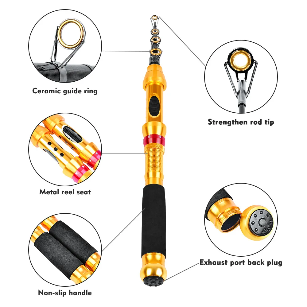 Carretel de Pesca e Linha de Peixes Vara de Pesca Vara de Pesca com 12bb Hot! Telescópica Carbono Carpa Viagem Rock Spinning Carretel Conjunto Combinação Kit 4 HOT! Vara de pesca com 12bb carretel