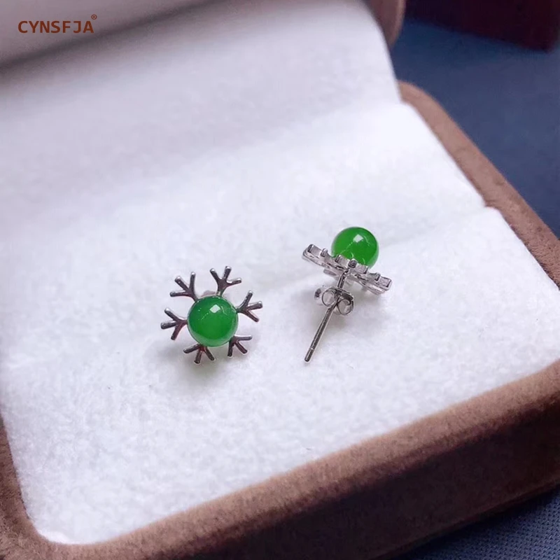 CYNSFJA Реал Certified(Hetian) нефрита Jade Jasper 925 пробы Серебряное кольцо ювелирные украшения зеленого нефрита серьги высокое качество лучшие подарки