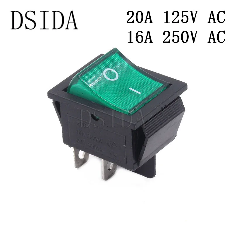 

KCD4 25*31mm Rocker Switch ON-OFF 2 Position 4 Pins Power Switch With Green Light 16A 250VAC/ 20A 125VAC Ship Type Switch
