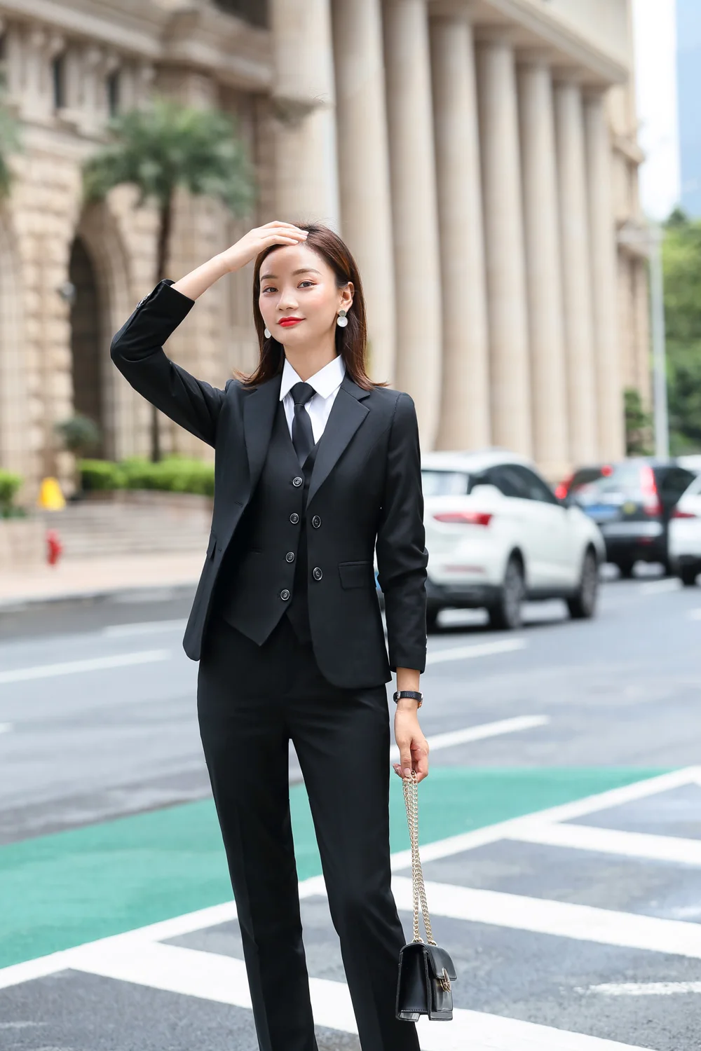 women coat and pant IZICFLY, осень, стиль, черная Офисная женская униформа, деловые, для влюбленных, пара, мужские, женские костюмы, элегантные, размера плюс, рабочая одежда - Цвет: women coat and pant