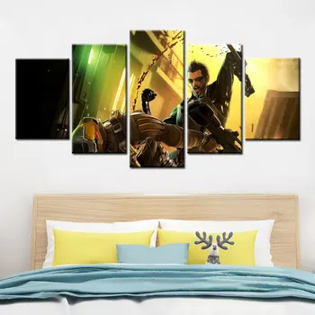 

5 Piece Modular Hd Prints Pictures Deus Ex 3 Human Revolution Game Painting Canvas Poster Wall Art For Living Room Home Decor