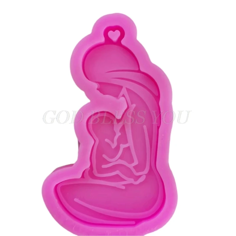 DIY Glossy Breastfeeding Mother Keychain Silicone Mould For Crafts Polymer Jewelry Necklace Making