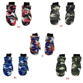 

Toddler Kids Winter Camouflage Printed Full Finger Gloves Waterproof Windproof Thicken Warm Elastic Ribbed Cuff Mittens 3-5T