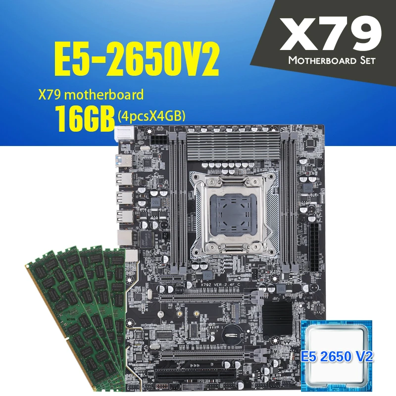 Kllisre X79 motherboard set with Xeon E5 2650 V2 4x4GB=16GB 1333MHz DDR3 ECC REG memory ATX USB3.0 SATA3 PCI E NVME M.2 SSD|Motherboards| - AliExpress