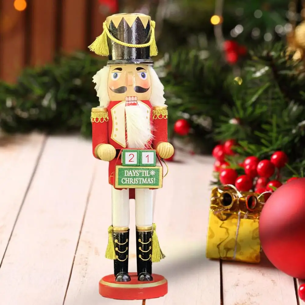 

Деревянный гайковерт, кукла, Рождественский календарь, солдат, ручная роспись, 38 см, украшение-куклы, миниатюры, рождественские подарки для детей