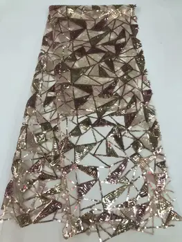 

hot sales Sequins French net lace fabric high quality gold tulle lace fabric Wholesale for Nigeria wedding FR121