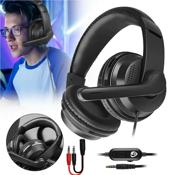 

Fashion For PC 3.5mm Noise Cancelling Audio Wired Gaming Headset Universal Professional With Mic Stereo Sound Soft Earmuffs