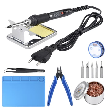 

JCD Soldering iron 220V 110V 80W temperature adjustable LCD soldering iron kit ESD insulation working Mat soldering station