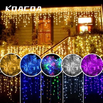 

Garland Christmas LED Curtain Icicle String Fairy Light 5M 96Leds Droop 0.3-0.5M Outdoor holiday party luces led decor