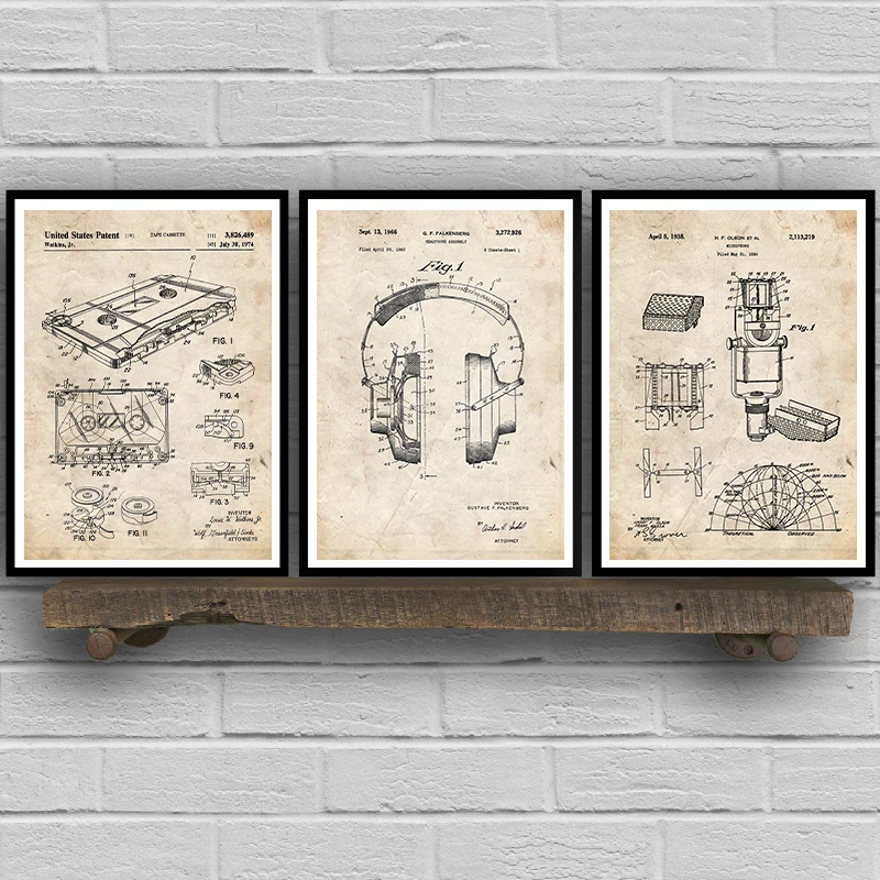 Music Recording Patents Wall Art Print Home Decor