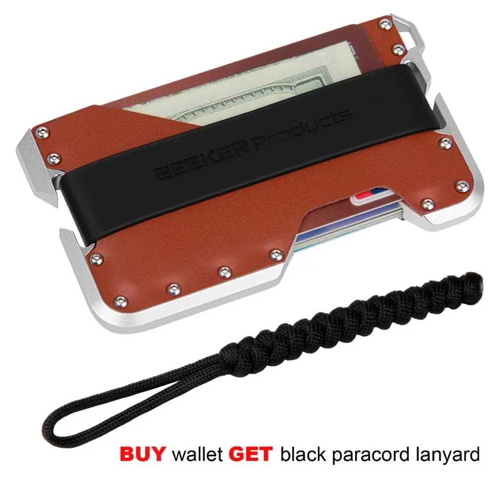 

ZEEKER New Design Aluminum Metal RFID Blocking Credit Card Holder Genuine Leather Minimalist Card Wallet For Men