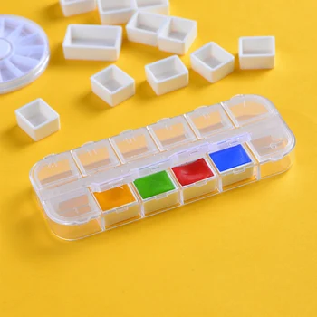 

Watercolour paint trial sub-packing grid transparent square round paint sub-packing grid disc sub-packing box moisturizing box