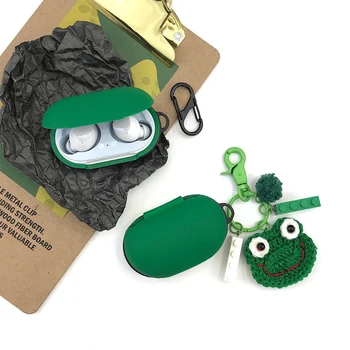 

DIY Cute Silicone Cover for Samsung Galaxy Buds 2019 Protective Case Wireless Bluetooth Earphone Skin Keyring Fur Frog Pendant