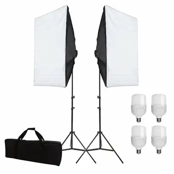 

irio ZUOCHEN 4x25W LED Continuous Lighting Kit 20"x28"/50x70cm Softbox Soft Box Photo Studio Set Light for Video Photo Shooting