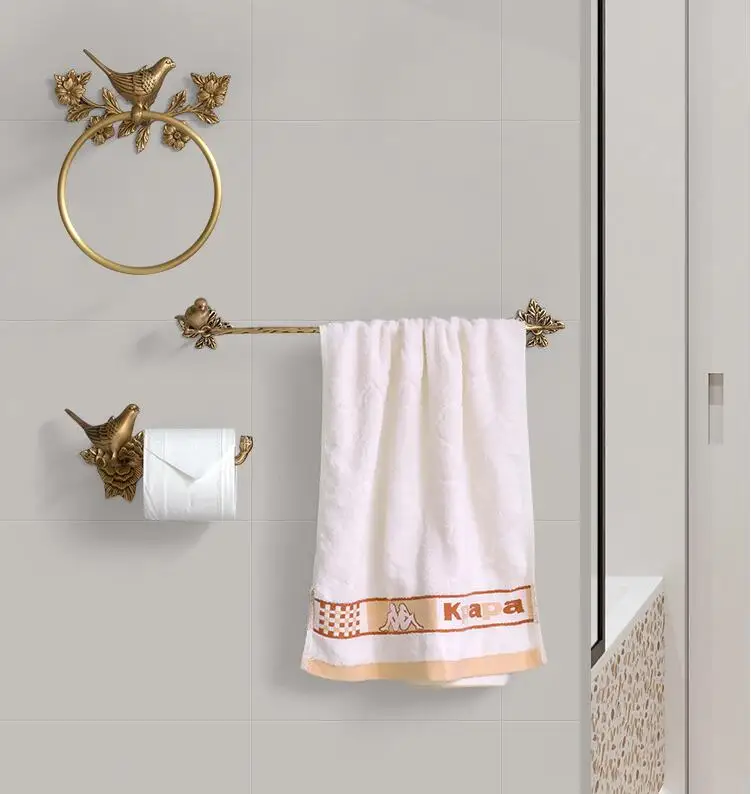 Antique Brass Carved Base Bathroom Accessory Hardware Set Towel Bar Kxz013 