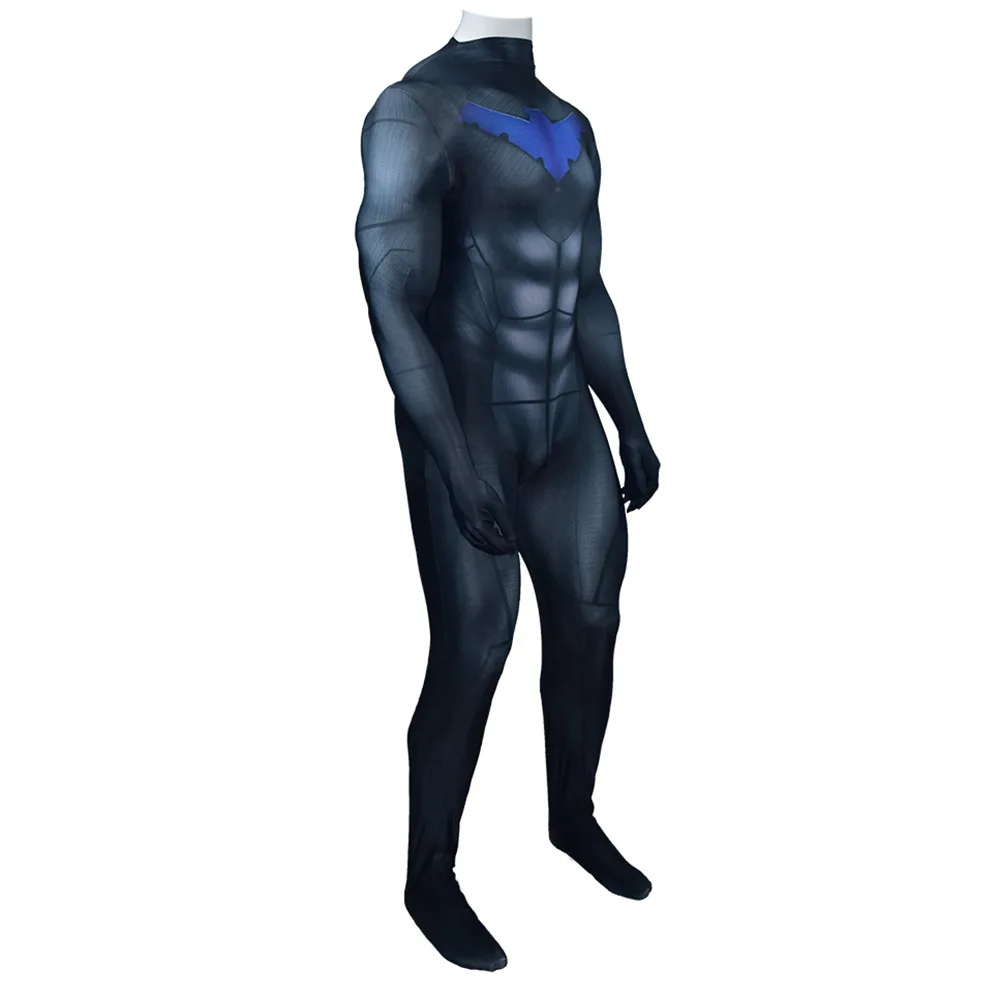 Nightwing, Дик Грейсон, маскарадный костюм супергероя Бэтмена, Облегающий комбинезон для взрослых и детей, маскарадная одежда для сцены