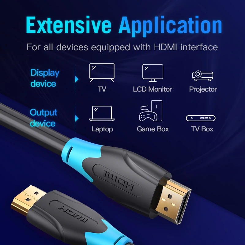 Vention Высокоскоростной HDMI 2,0 кабель 4k 3D 60Hz HDMI к HDMI кабель «Папа-папа» для HD tv lcd ноутбука PS3 проектор компьютерный кабель