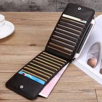 Cross Border Supply of Goods Genuine Leather Car Key Bag Universal Vehicle Models Key Bag Transparent Button Zipper Key Leather