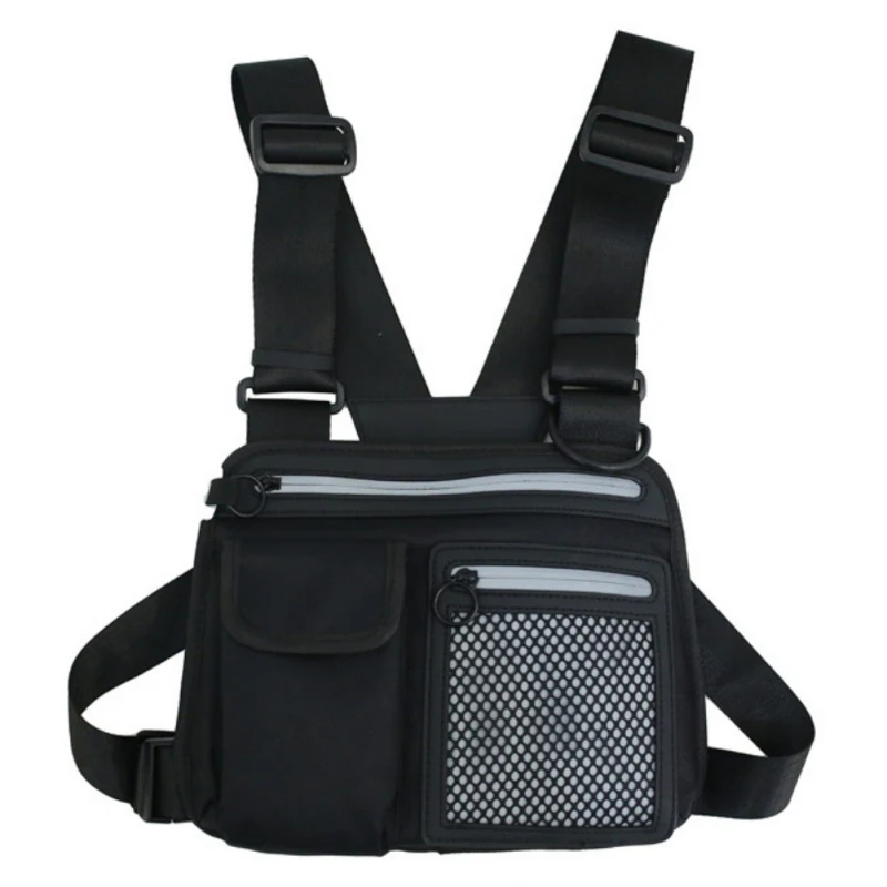 

Gymgogo Reflective Chest Hip-Hop Bag For Men Multi-function Street Style Women Vest Strap Hip-Hop Tactical Chest Utility Bags
