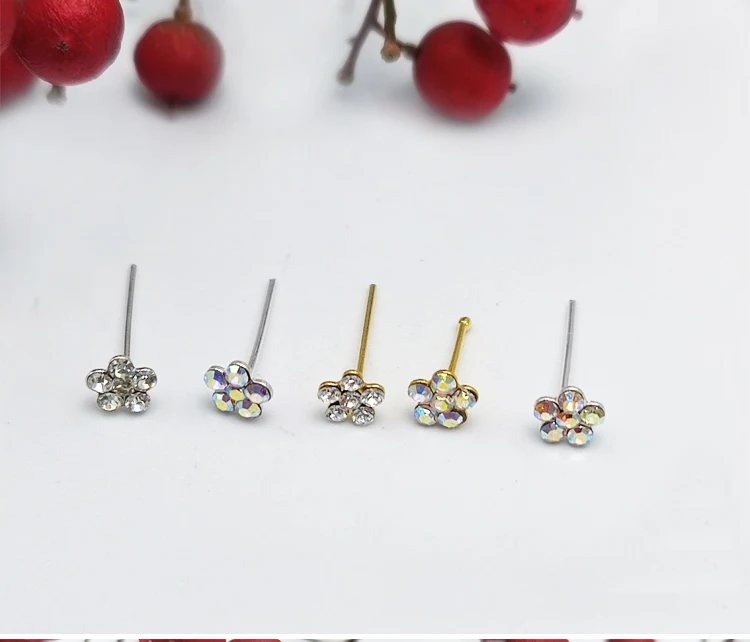 50 teile/los Trendy Nase Piercing 925 Sterling Silber Blume Nase Stud Body Piercing Schmuck Pircing Nariz Piercing Nez – Detail 2