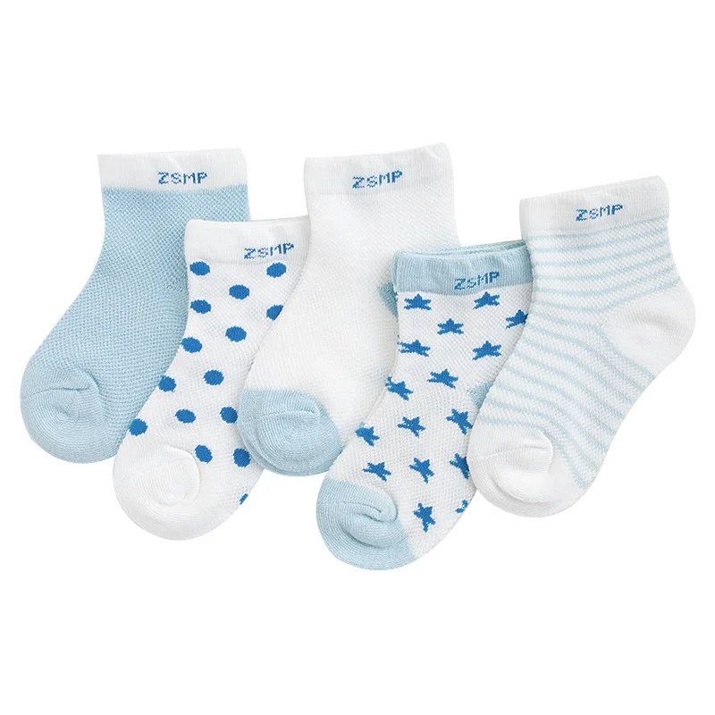 C088 Blue 5 пар/лот; сезон весна-лето; Новинка; Детские хлопковые носки Модные ультратонкие сетчатые носки для мальчиков и девочек 1-12 лет, детские носки, подарки, CN - Цвет: C088 Blue