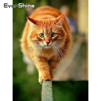 

EverShine 5D Diamond Painting Cat Full Square Cross Stitch Handwork Art Diamond Embroidery Sale Animals Bead Picture Kits