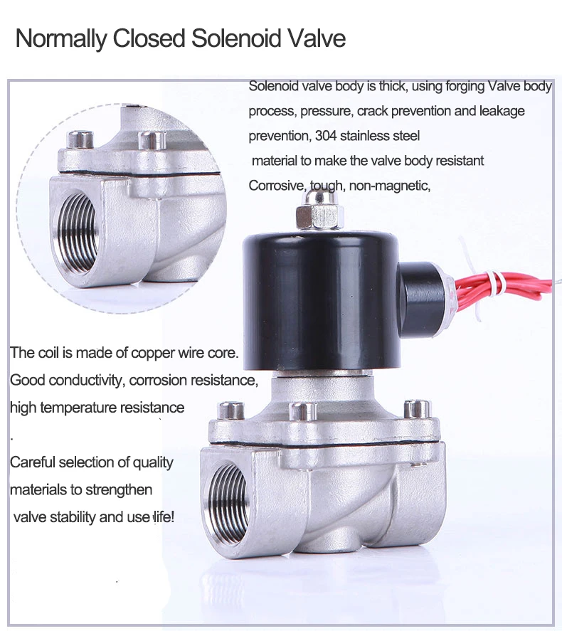24 В 110 В 220 в 12 В 1/2 дюйма Соленоидный клапан из нержавеющей стали прямого действия нормально закрытый