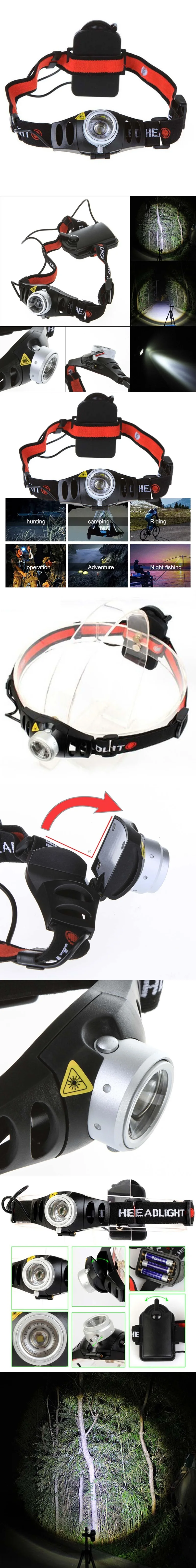 8000 LM Q5 LED Ultra Bright Zoomable Flashlight Headlamp Headlight AAA Q5 LED