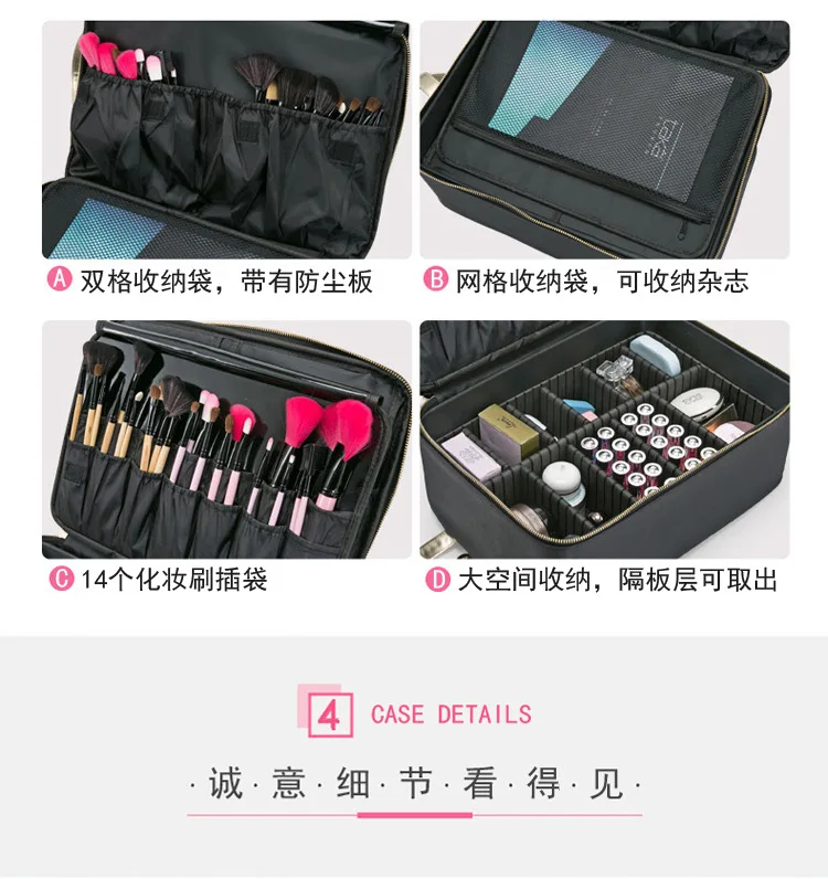 Multi-functional Munsu Toolbox Hand Large Size Multilayer Cosmetic Case Double Diaphragm Profession Semi-Permanent Tattoo Eyebro