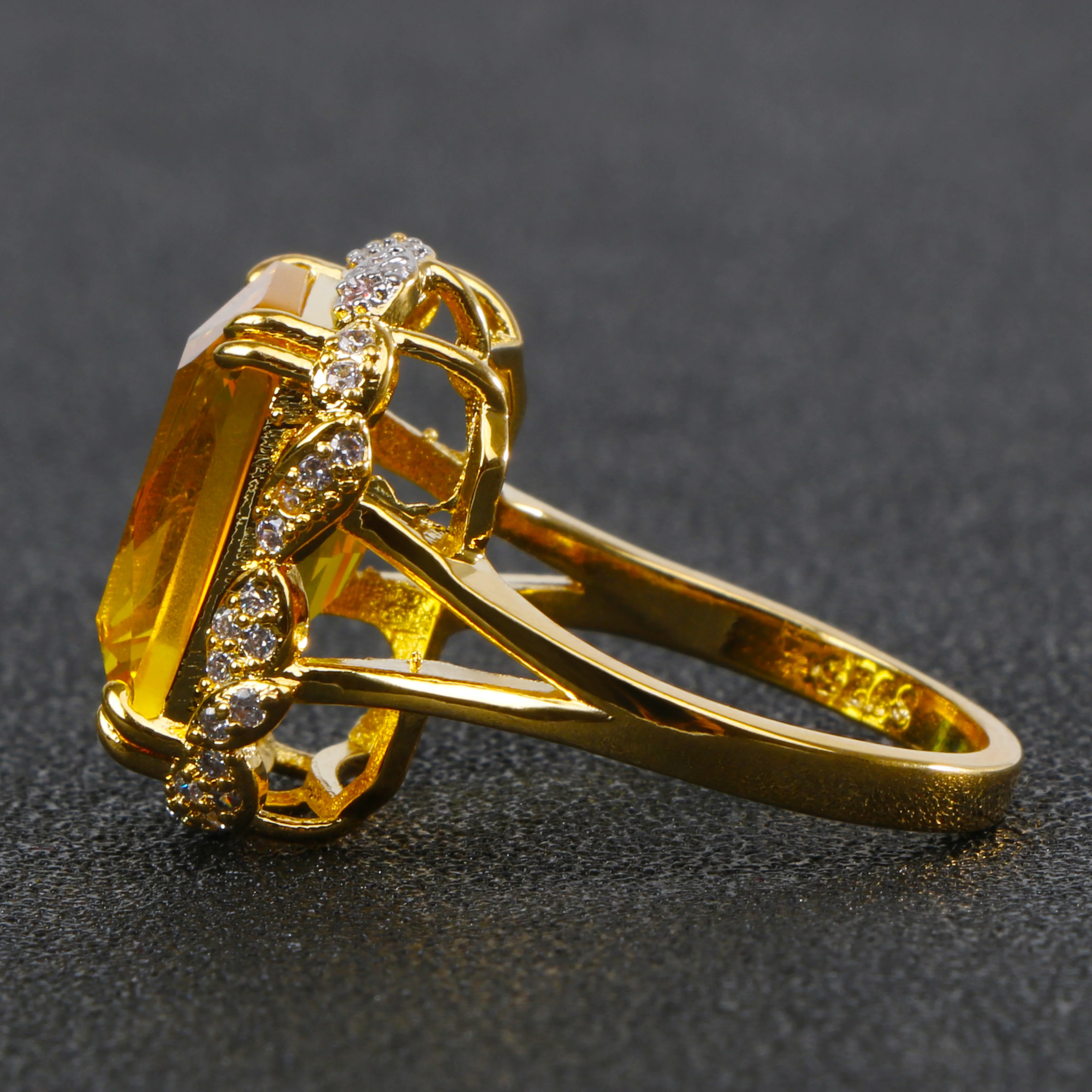 Joiashome Luxury Charms Ring 925 Sterling Silver Jewelry With Square Shaped Citrine Gemstone Wedding Engagement Rings Size 6-10 Silver Ring Wedding Rings Silver Rings Gemstone Ring