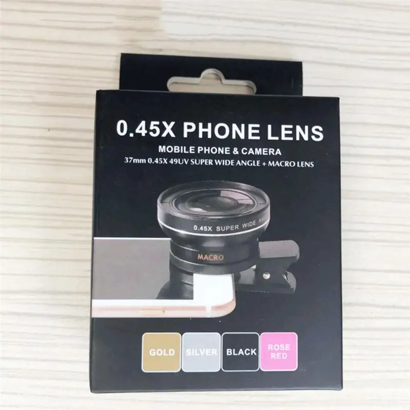 Phone Lens Universal Clip Mobile Phone Lens Wide Angle Microspur Two-In-One Phone Lens (37MM 0.45X 49UV)