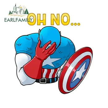 

EARLFAMILY For Captain America Cartoon Car Stickers Funny Decal Car Assessoires Refrigerator Vinyl Material Longest Side Is 13cm