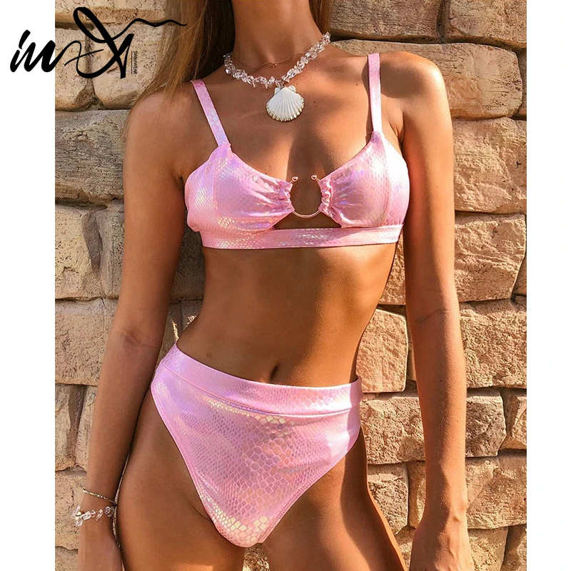 high waisted snakeskin bikini