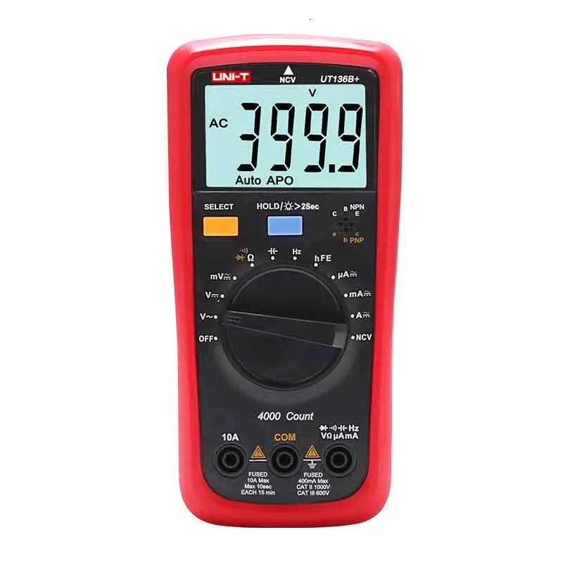 UNI-T UT136B+ Multimeter Digital multimeter tester AC DC Voltmeter Ammeter Ohm capacitance HFE Diode/transistor tester